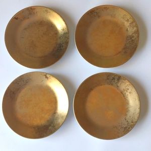 France Limoge Canapes Plates  PHILIPPE DESHOULIERS De Gold Carat (4) Collectible